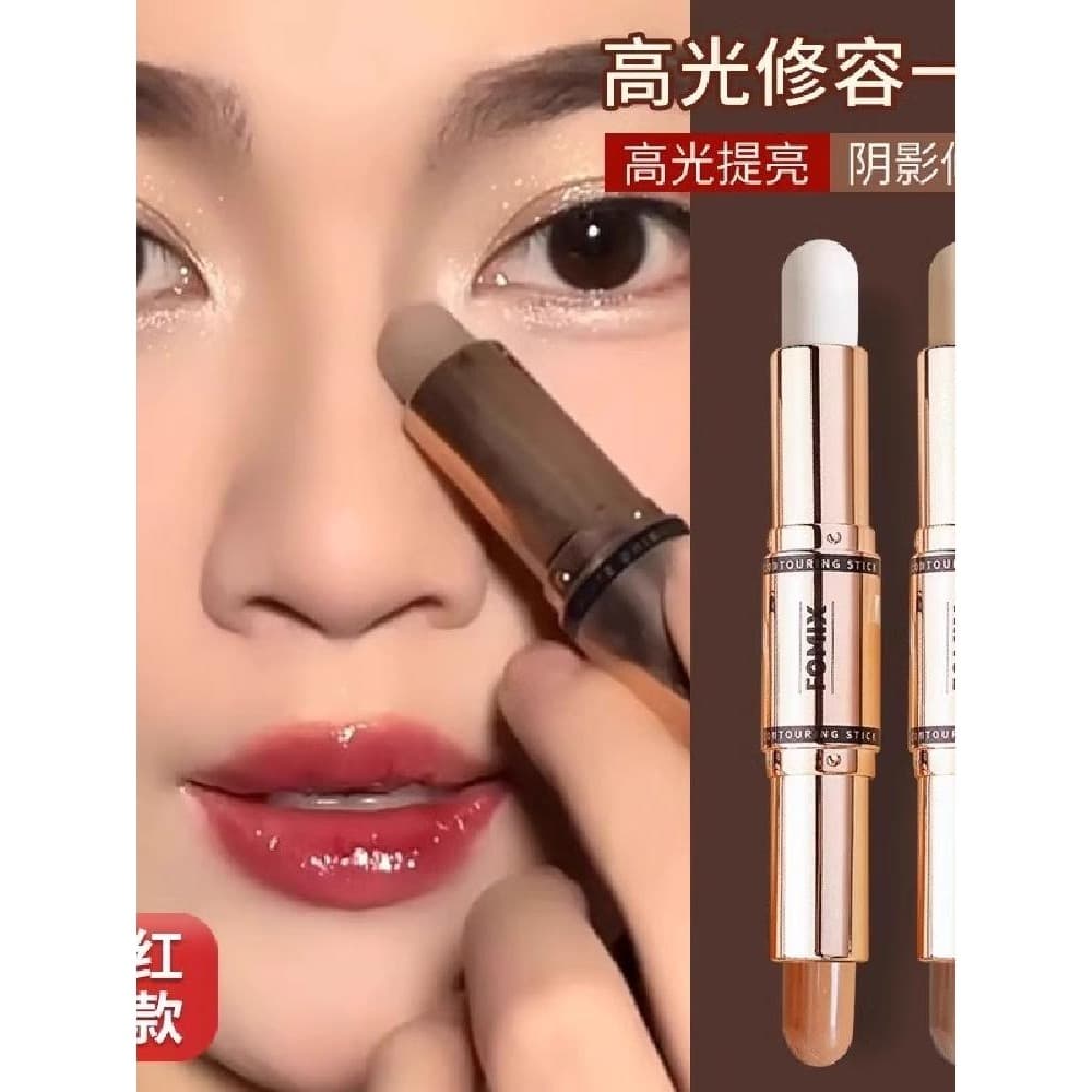 Bastão de contorno de duas cabeças destacando caneta tudo-em-um silhueta nariz sombra sombra rosto iluminando Blush vara