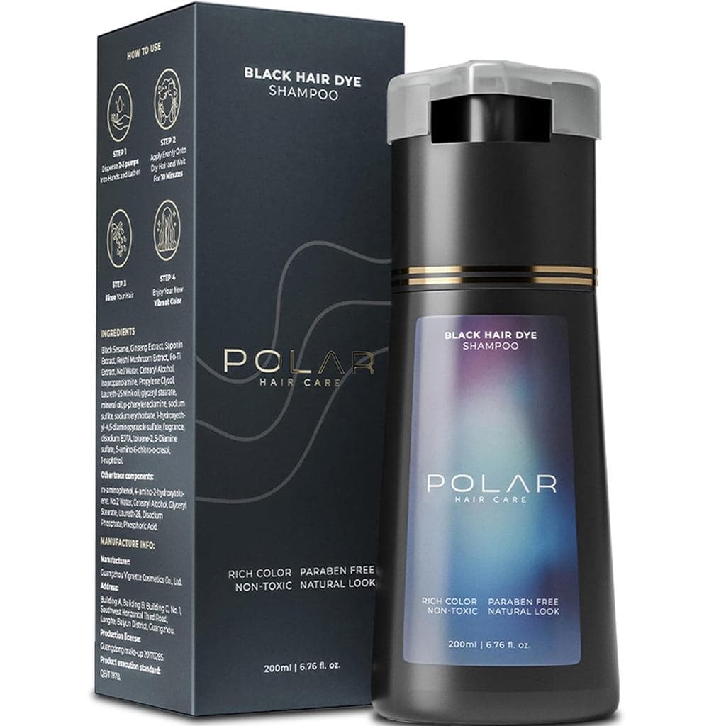 PolarHairCAREPolarHaircare - Shampoo Tintura para Cabelos Grisalhos para Mulheres e Homens (Jetk) - Kit de Tintura Capil