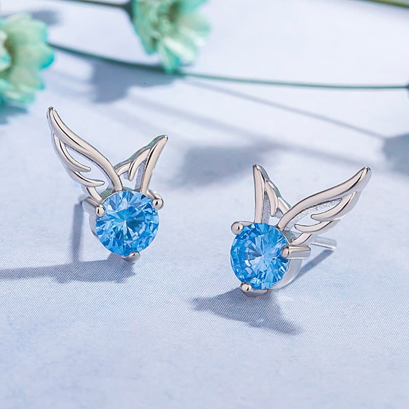 [Estoque pronto] Japonês coreano requintado temperamento jóias asas de anjo brincos feminino brisa campo High-End pequen