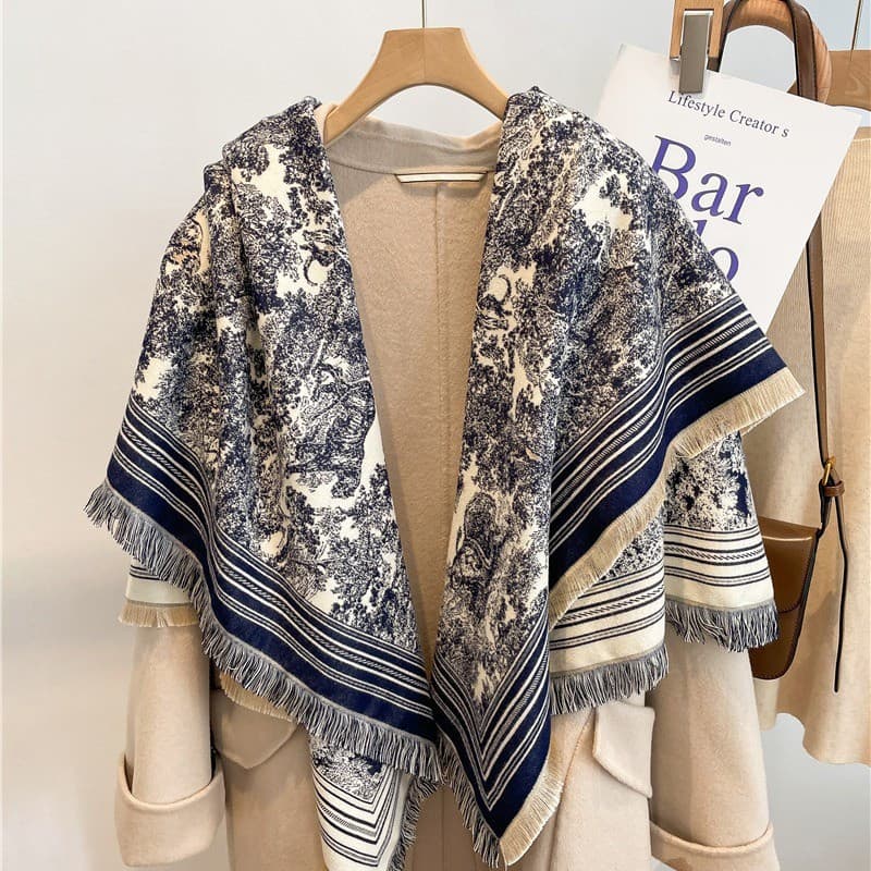 Cachecol de Lã Cashmere para Mulheres 122x128cm, Elegante, Quente e Multifuncional, Cachecol Quadrado