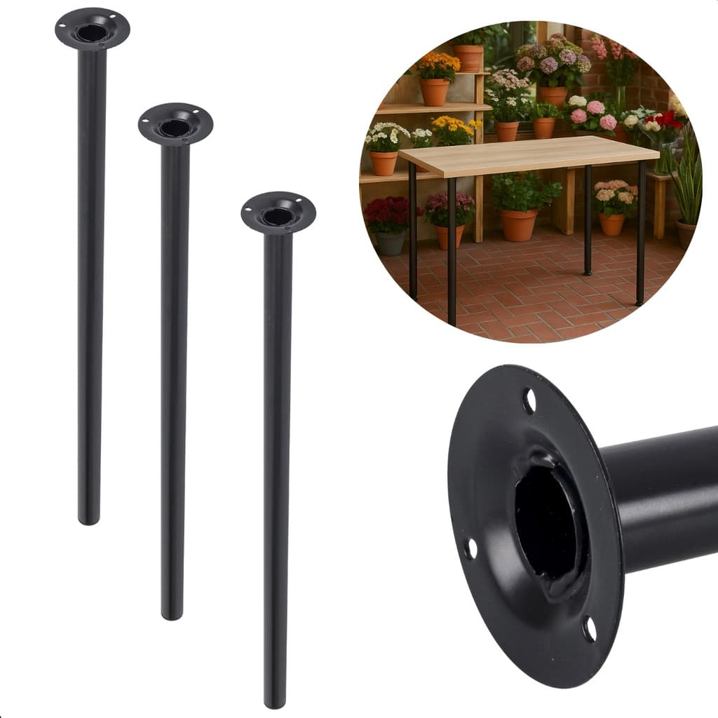 4 Pés Pezinhos de Aço para Móveis Cama Mesas 80cm Cilindrico Preto Suporte