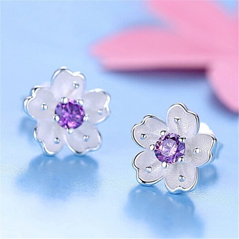 Brinco Pequeno Sakura Romântico Requintado Artesanato Prata 925 brincos femininos divertidos pequenos grandes diferentes