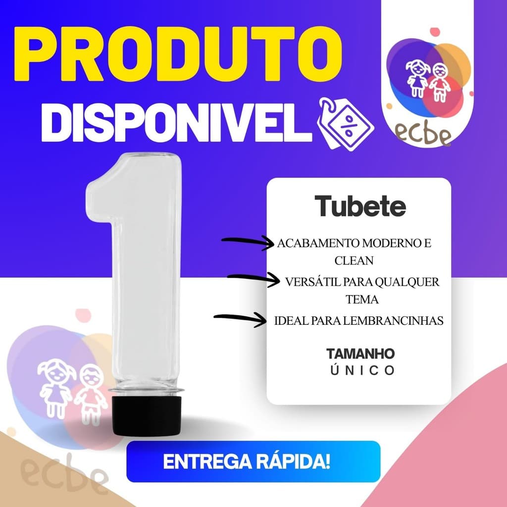 Kit Tubete N 1° 10/20/30/40/50 c/ Tampa Plástica - Baleiro Tubete PET