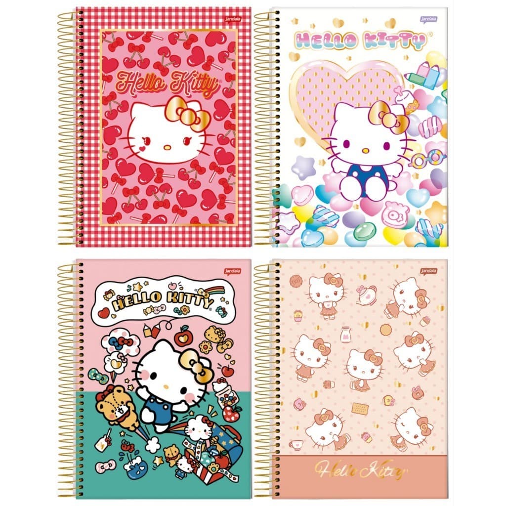 Caderno Grande Universitário Hello Kitty Capa Dura 10 Matérias Jandaia
