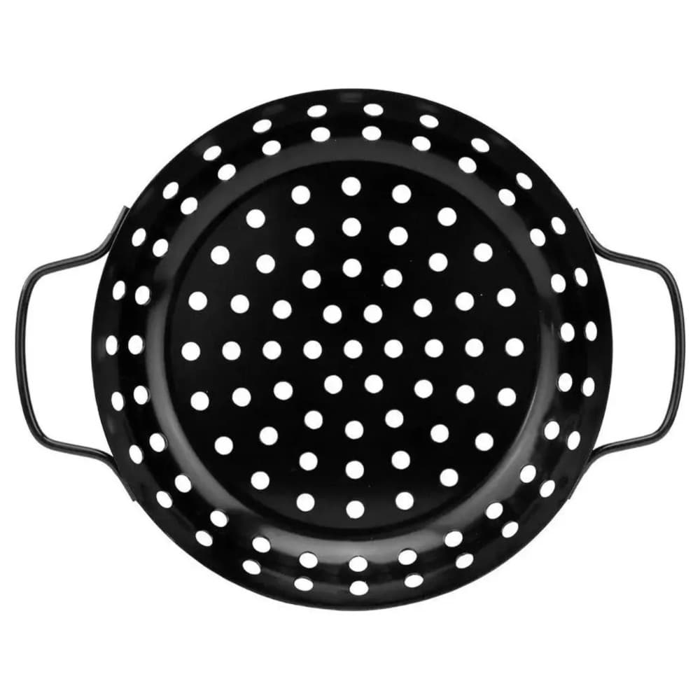 Grelha 30cm Churrasco Perfurada Redonda Grill Carne Legumes
