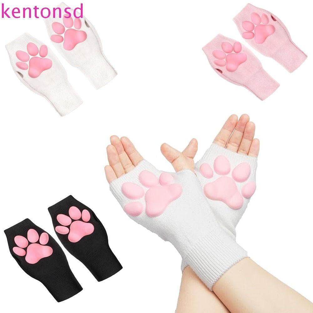 Luvas De Gato KENTONSD , Fofas De Feijão Com Dedos 3D Sem , Manga De Almofada De Garra Kawaii Rosa Gatinho