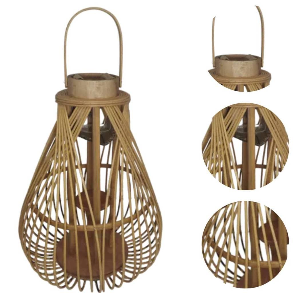 Lanterna Luminária Vela Boho 39cm Natural com Alça