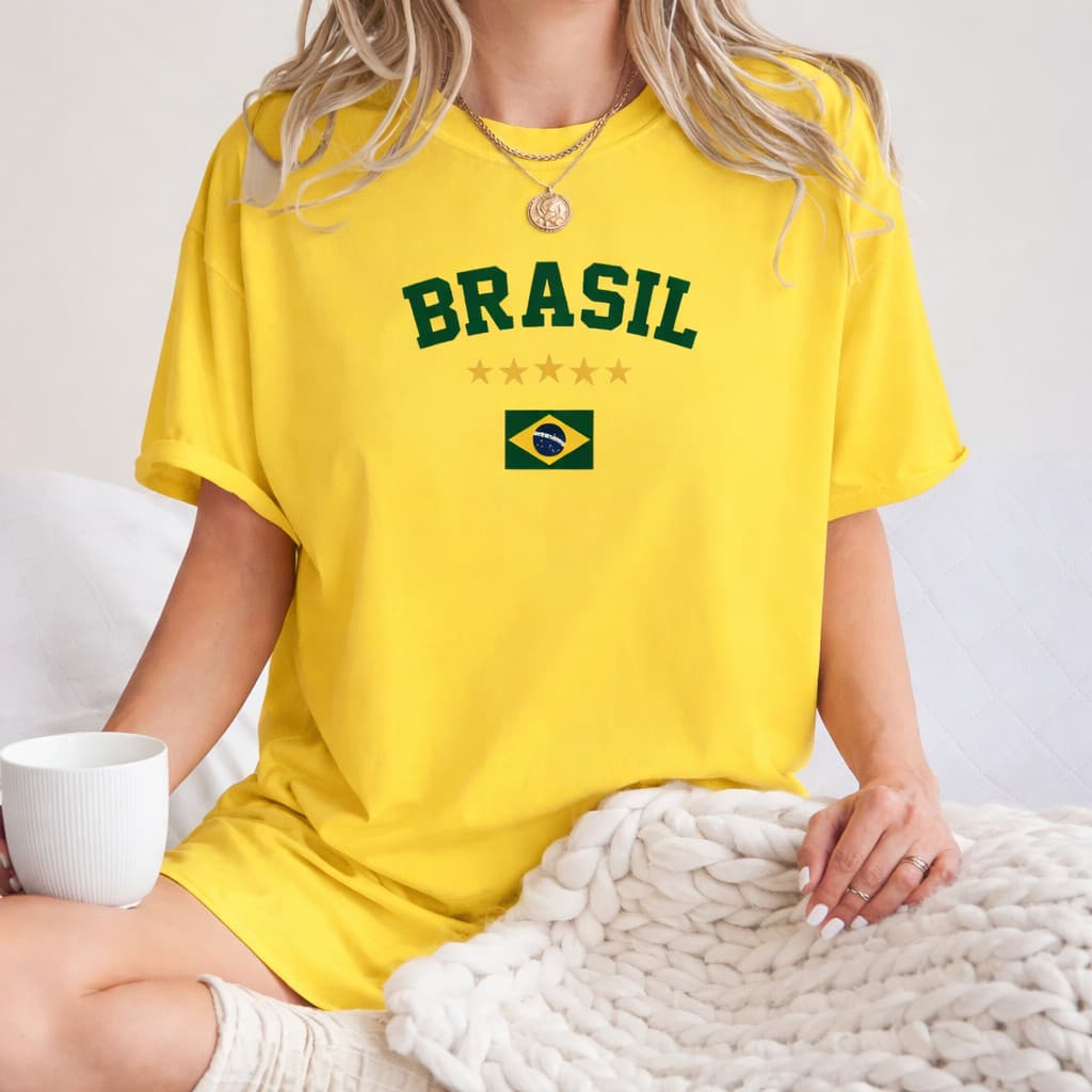 Camiseta Feminina Torcida Seleção Brasileira Copa do mundo 2026 Verde Amarela Canarinho Premium