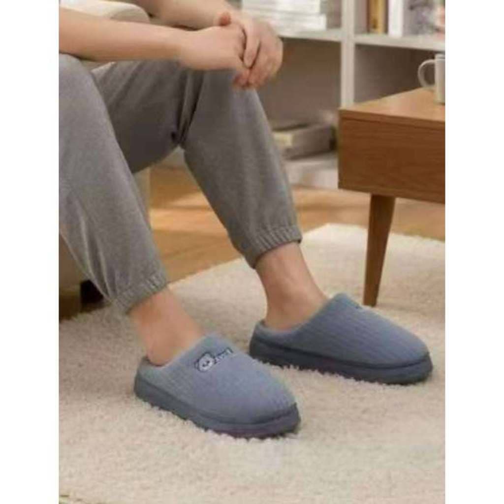 Pantufa Masculina de Inverno Térmica com Ursinho - Chinelo de Quarto Confortável e Antiderrapante