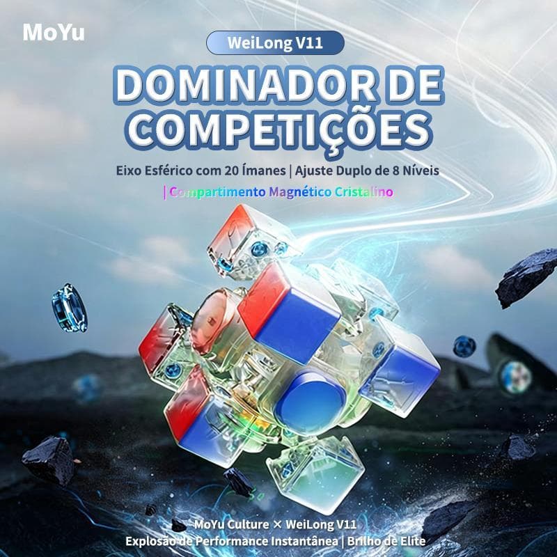 Cubo Mágico 3x3 MoYu WeiLong V11 | Versão magnética com Magic Cloth, giro super fluido | Perfeito para speedcubing e tre