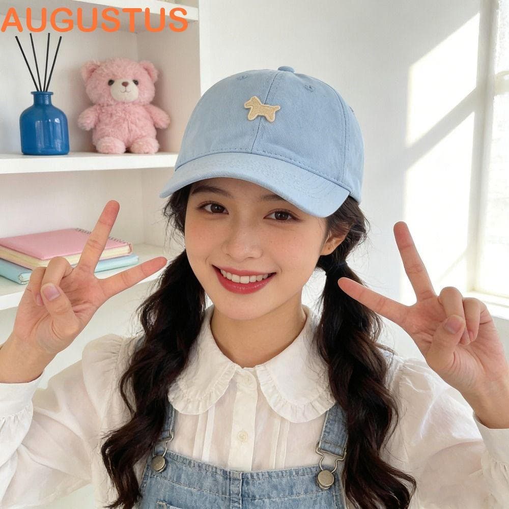 Boné De Beisebol Bordado AUGUSTUS Pony , Protetor Solar Com Pico De Desenho Animado , Moda