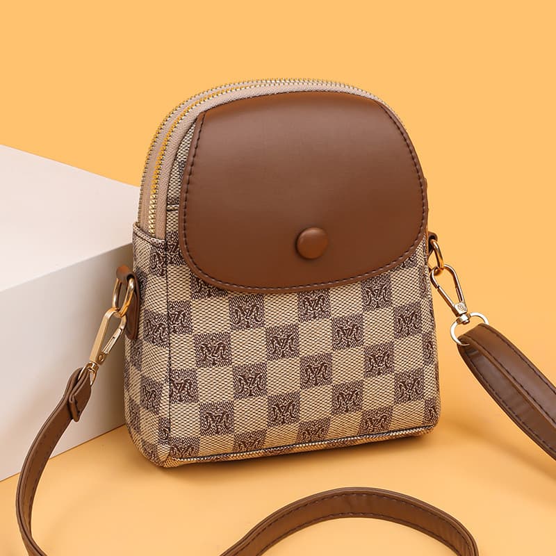 Bolsa de ombro pequena para celular, novo estilo, couro macio, estampa, estilo Vertical, bolsa de moedas, mãe de meia-id