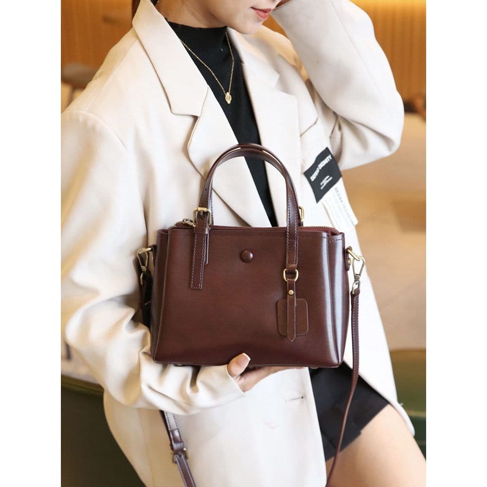 Bolsa feminina 2025 novo estilo bolsa de couro genuíno bolsa de ombro feminina grande capacidade trabalho Commuter saco