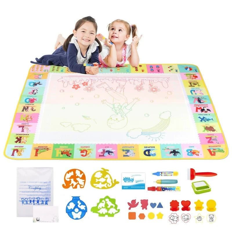 100x80CM Magic Water Drawing Mat Coloring Doodle Com Canetas Mágicas Reutilizáveis Montessori Painting Board Brinquedos