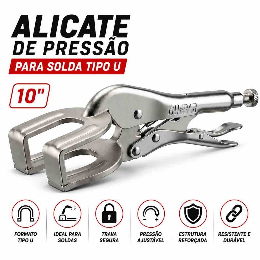 Alicate De Pressão Tipo U 10 Pol Para Solda Chapas Funilaria E Serralheria