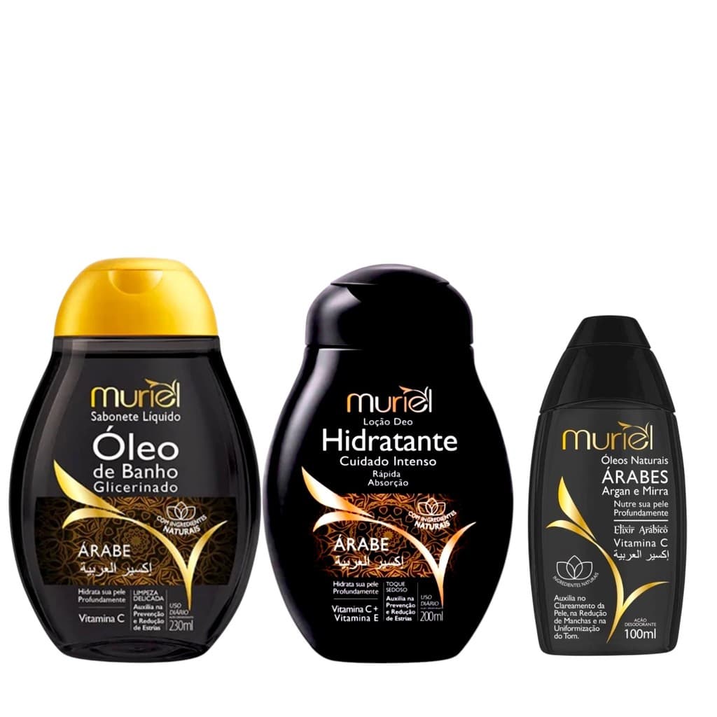 Kit Muriel Sabonete Líquido de Banho + Loção Hidratante + Óleo Corporal Árabe