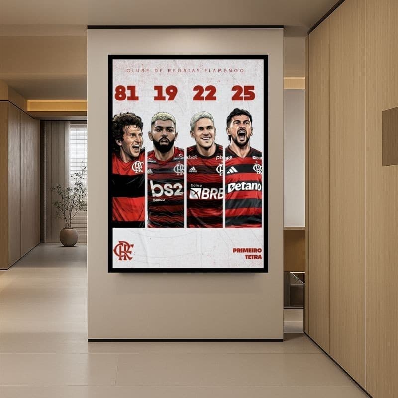 Quadro Decorativo Flamengo 1 Peça Rubro Preto Libertadores 2025