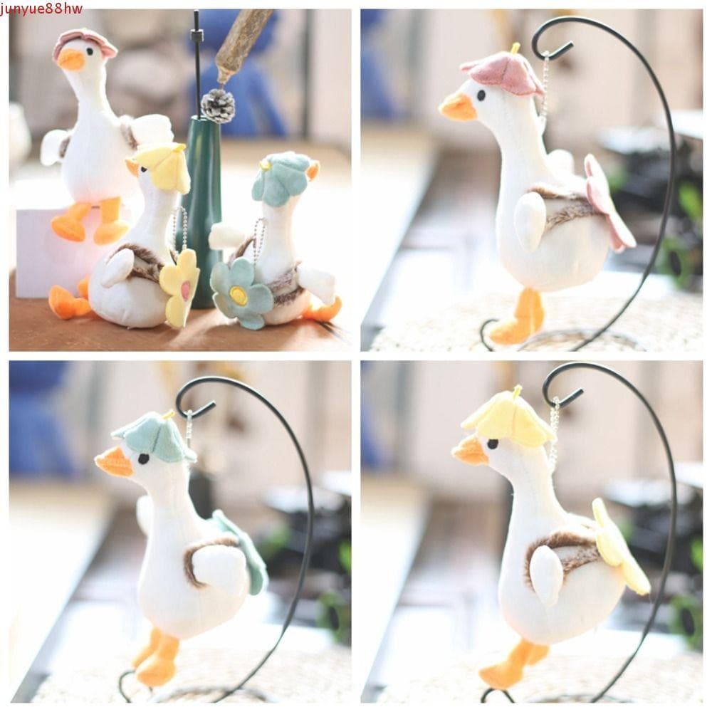 JUNYUE Chaveiro Grande De Ganso Branco , Pingente De Animal De Pelúcia Estilo Coreano Para Mochila , Flor