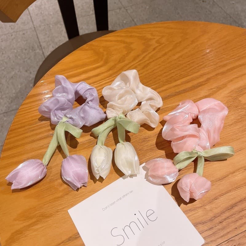 Crianças tulipa flor laço de cabelo meninas gravata bola cabeça intestino grande laço de cabelo princesa 2025 novo estil