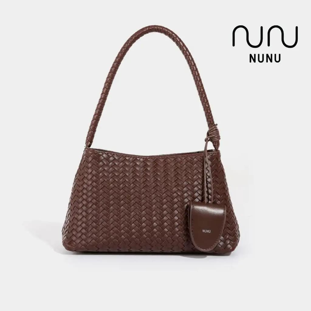 Bolsa de Ombro NUNU Naomi em Couro PU Trançado – Bolsa Minimalista Moderna para Uso Diário no Escritório e Lazer