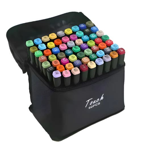 Touch Conjunto De Canetas Marcador Permanente Ponta Dupla 60 CoresTouch Conjunto De Canetas Marcador Permanente