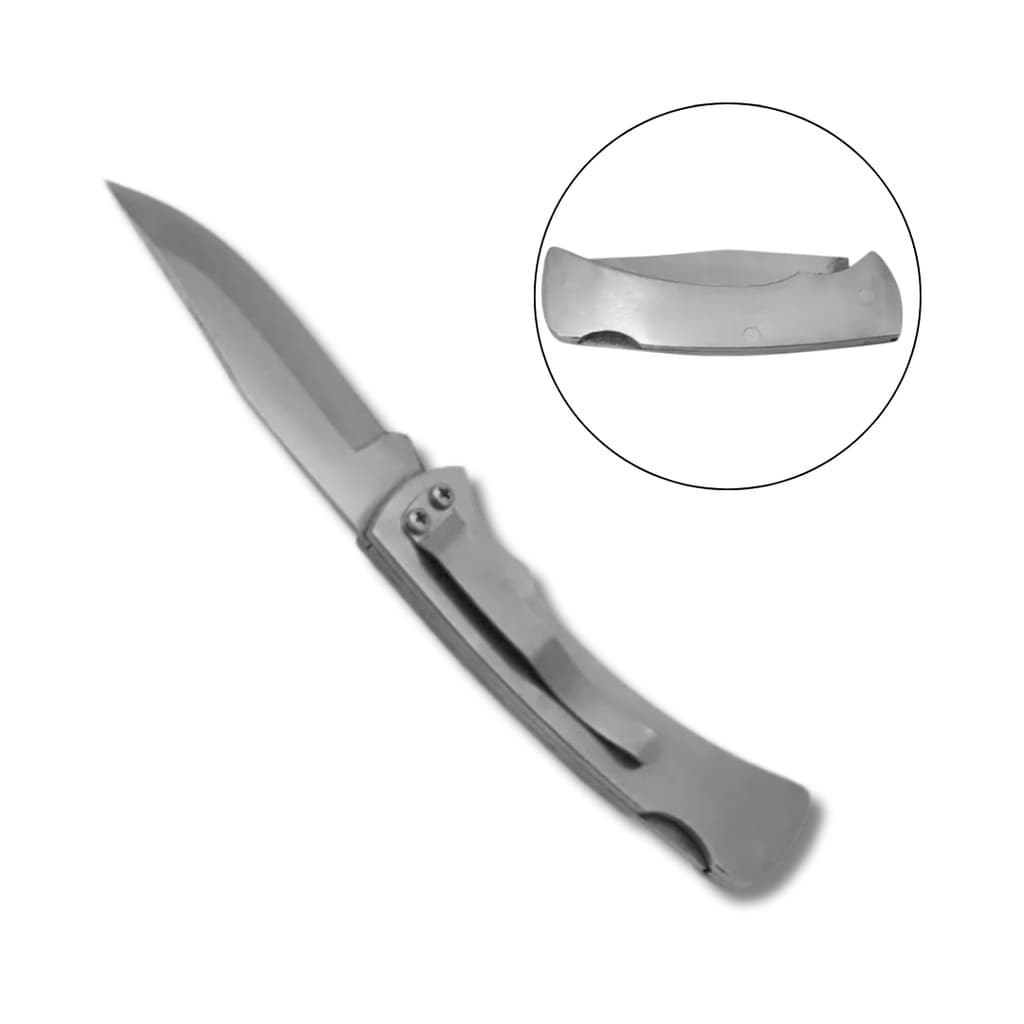 Canivete Inox C/ Trava Segurança Clip Bolso Zebu Lâmina 8cm Pesca Caça