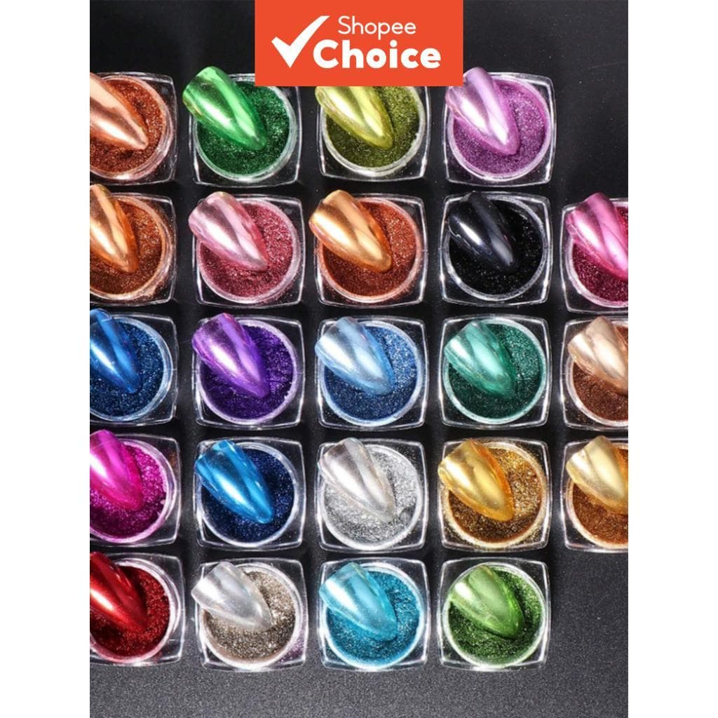 Pó Mágico Espelho Metálico Cromado para Unhas, 23 Caixas/Conjunto, Acessórios de Luxo para Decoração de Unhas, Encantos