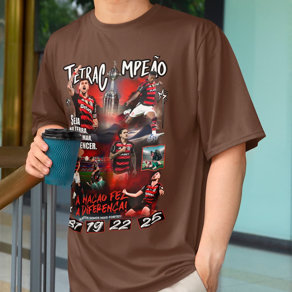 Camisa Masculina Jogadores Arrascaeta Bruno Henrique Campeão Da Libertadores Camiseta Algodão 30.1