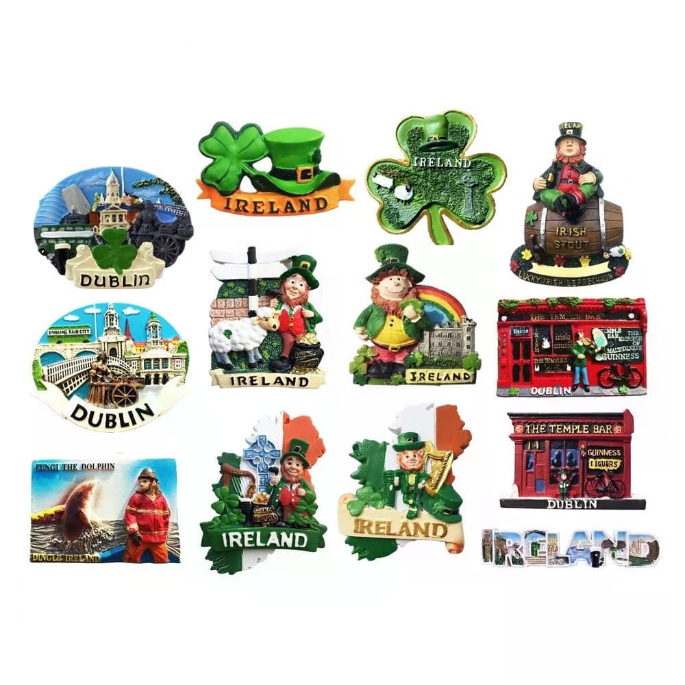 Ímãs de Geladeira 3D da Irlanda Europeia, Adesivos de Lembrança de Viagem, Artesanato Colecionável, Decorações TQND