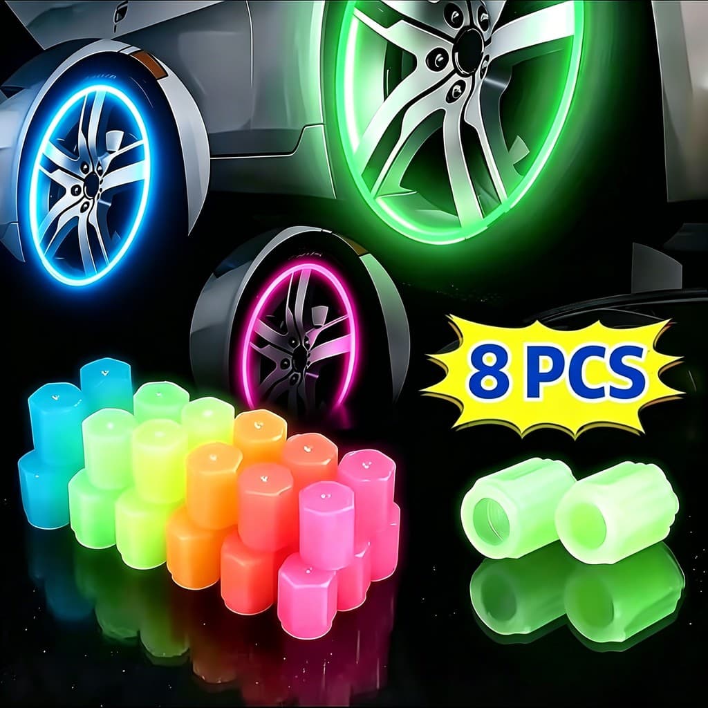 Tampa de Válvula de Pneu Fluorescente Brilha no Escuro para Carro Moto 4pcs