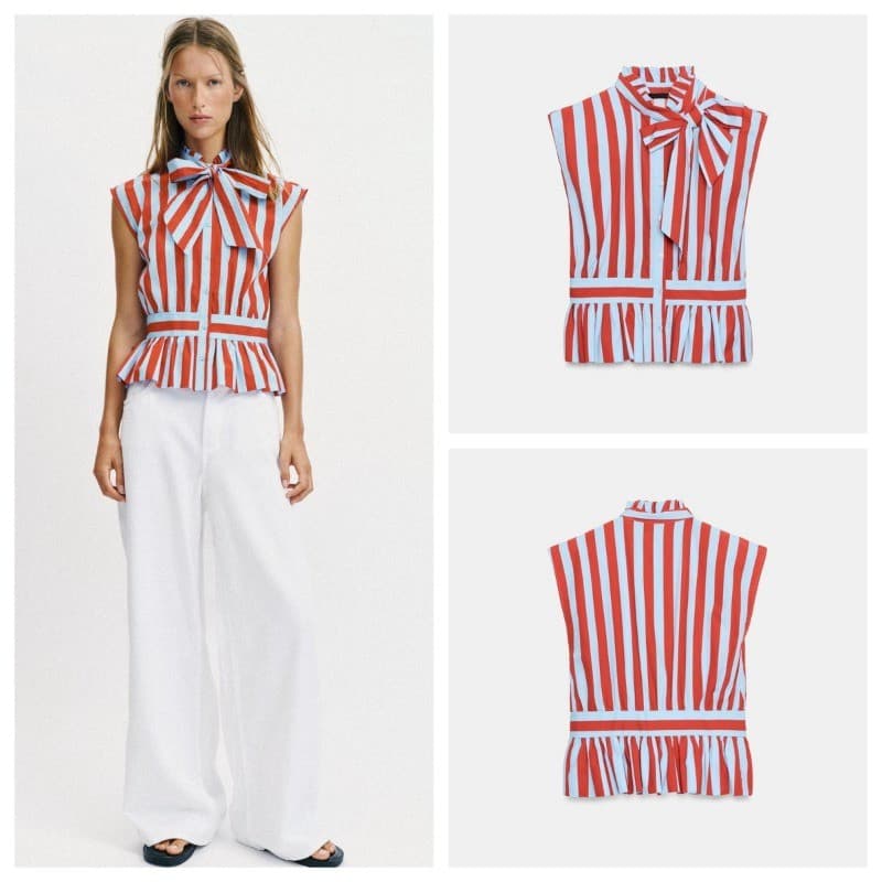 Camisa listrada com laço  3091320