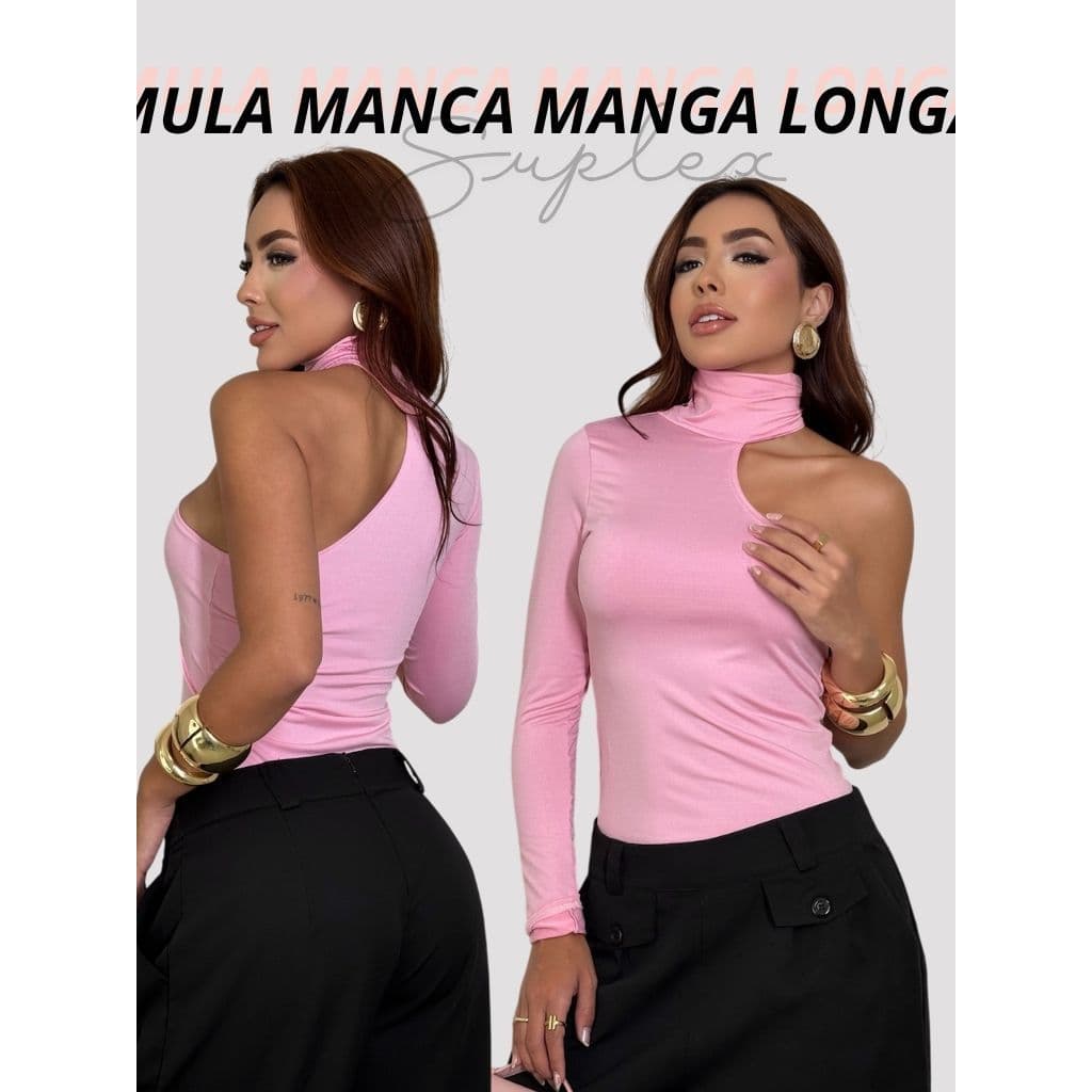Blusa Feminina Mula Manca Manga Longa gola alta Suplex  Moda Inverno Confortável Moderna Nula
