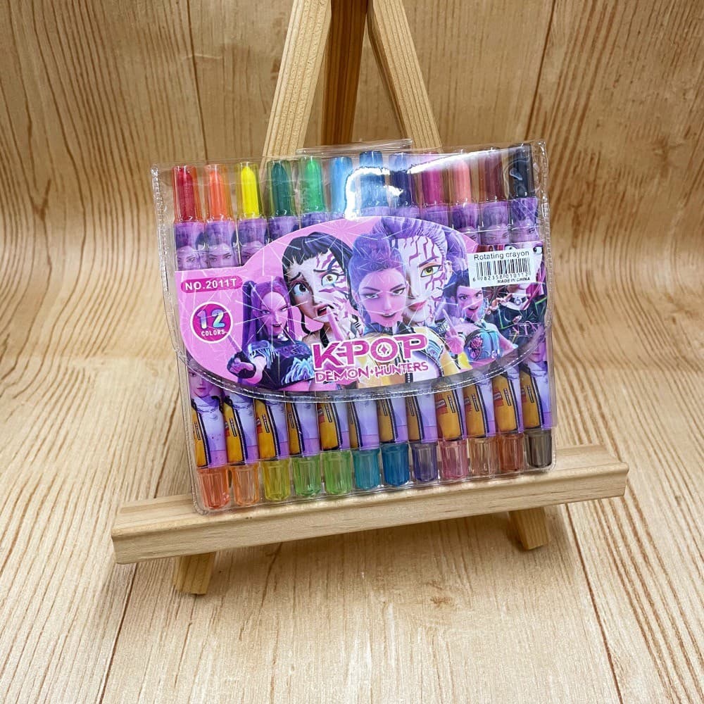 Cross-Border venda quente kpop caçadores de bruxa papelaria lápis rotativos 12 cores desenho lápis jardim de infância cr