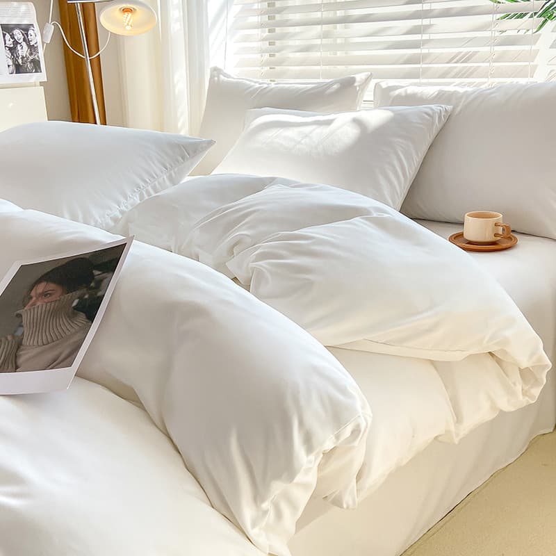 Lençol de algodão lavado branco b & b conjunto de quatro peças 100 escovado colcha capa de edredão hotel cama conjunto d