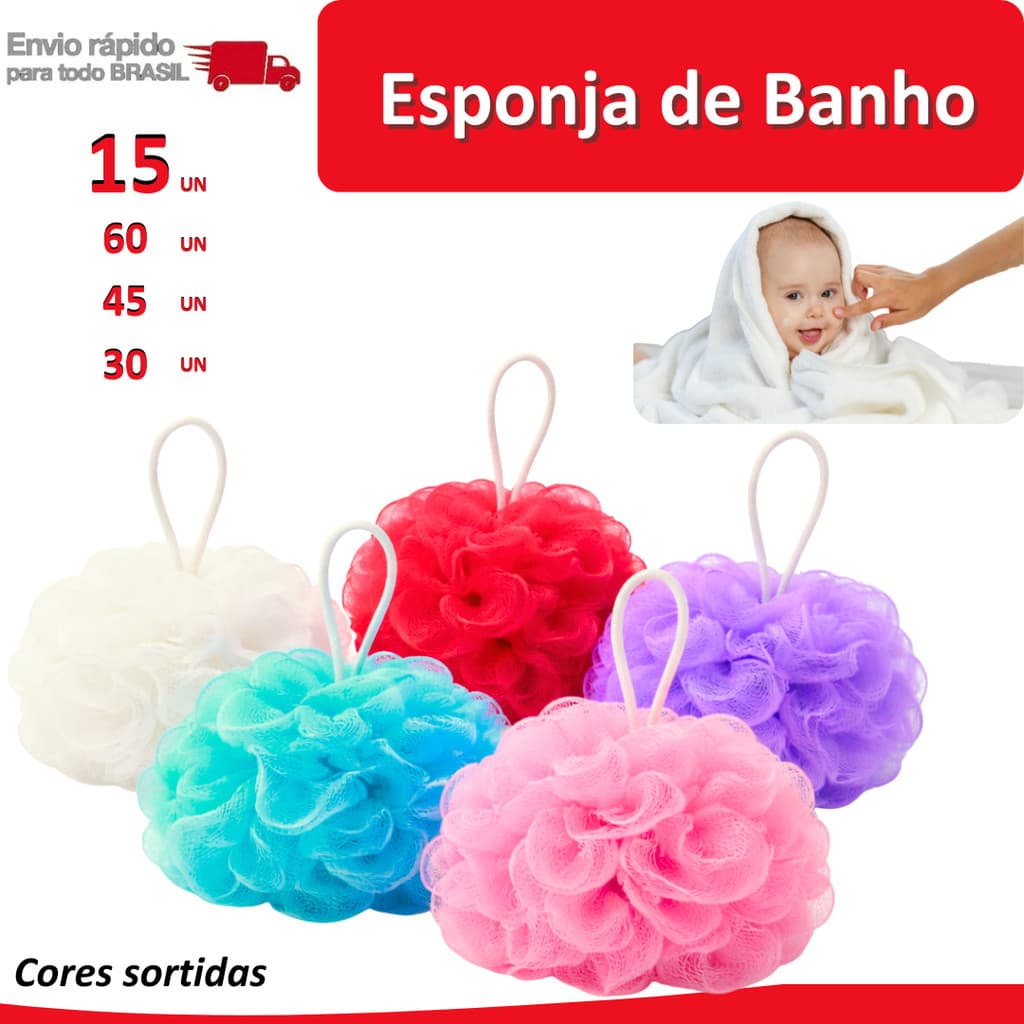 60/45/30/15 Bucha de banho Esponja hidratação sabão limpeza higiene agua sabonete chuveiro espuma