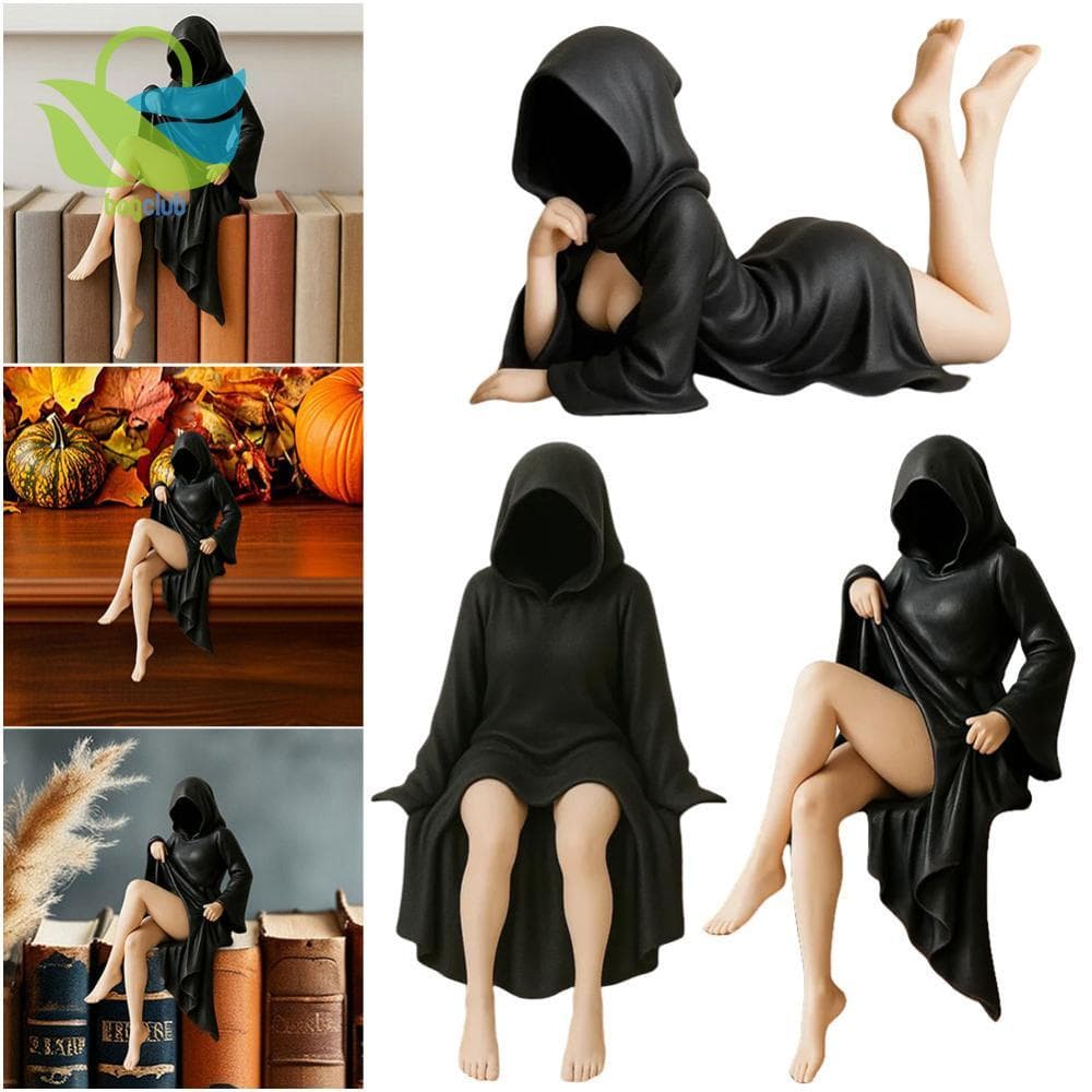 [Bagclub.br] 3D Gótico Preto Robe Rainha Figura Criativa Estante Escultura Assustadora Estátuas Sentadas Enfeites De Mes