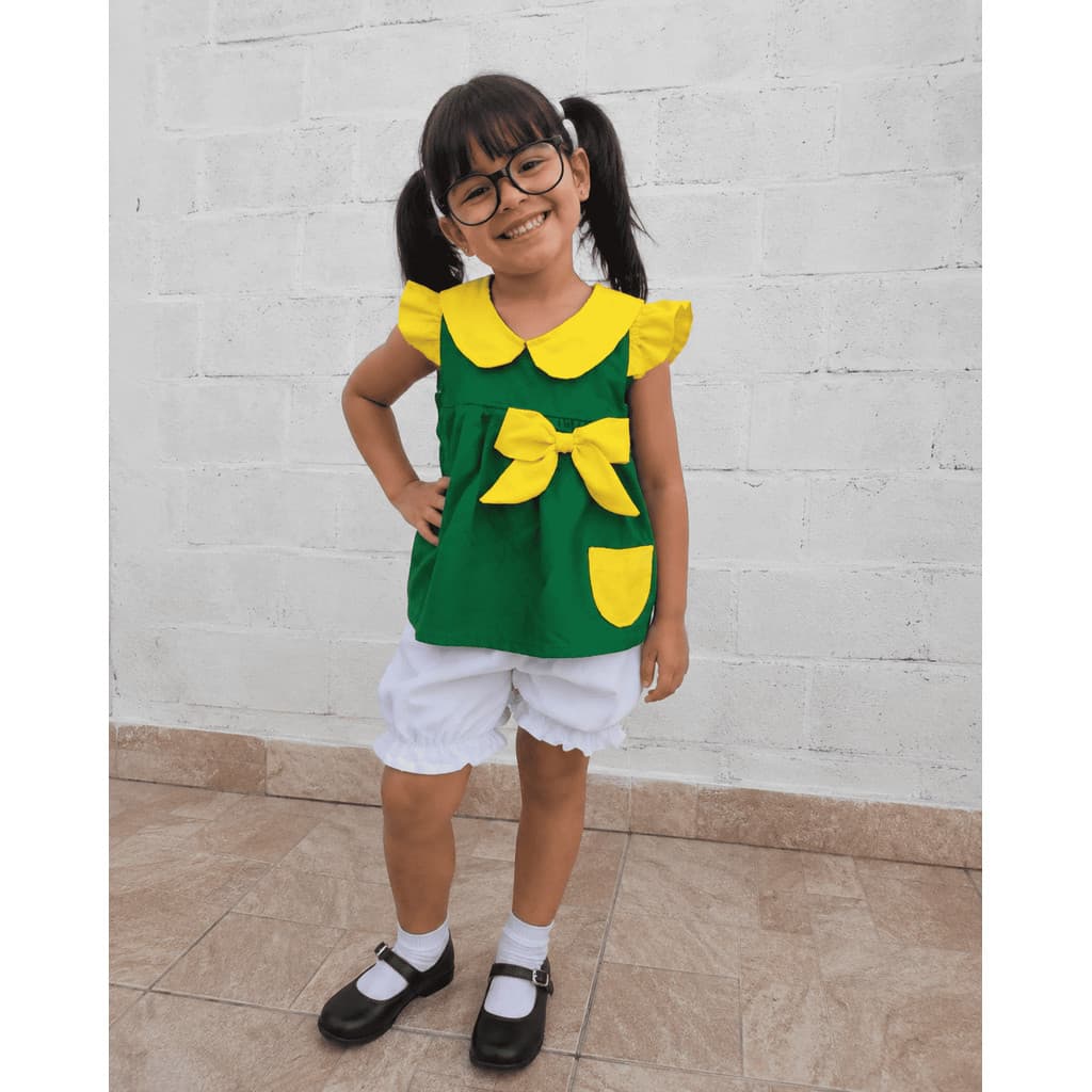 Fantasia Infantil Chiquinha Turma do Chaves Mesversário Aniversário Festa