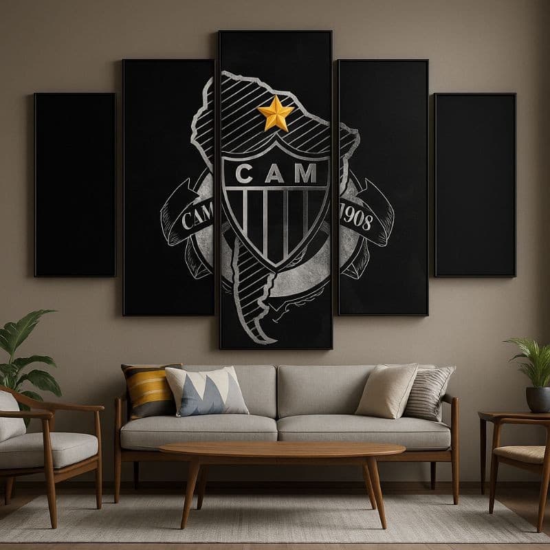 Kit 5 Quadros Atlético Mineiro – Painel Decorativo CAM Para Sala, Quarto ou Escritório