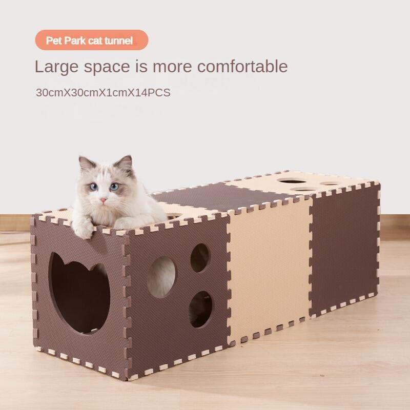 Túnel para Gatos de Dupla Camada, Dobrável, em Feltro, Arranhador para Gatos, Casa Duplex Confortável para Brincadeiras