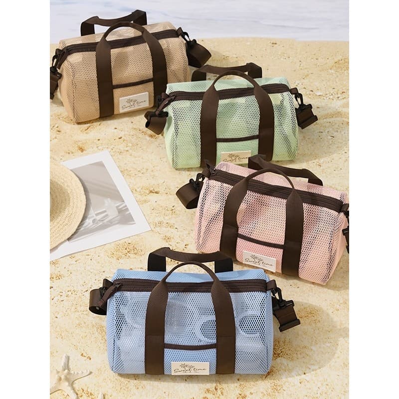 Bolsa de praia portátil leve, grande capacidade, natação, Fitness, malha, respirável, secagem rápida, férias, Diagonal,