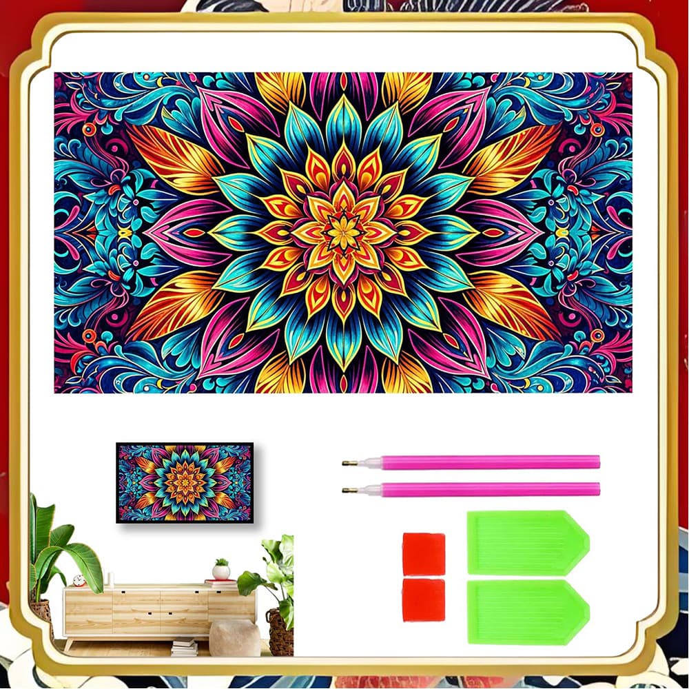 70 x 40 cm Lindas Flores Florescendo Mandala Casa Pasta de Mão Pintura Diamante