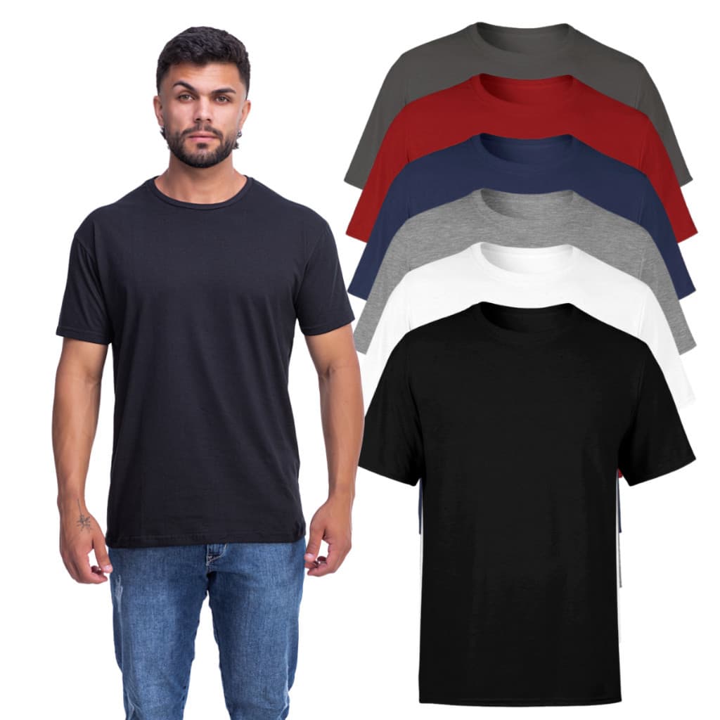 Kit 4 Camisetas AMGK Masculina Básica Lisa Premium 100% Algodão Promoção
