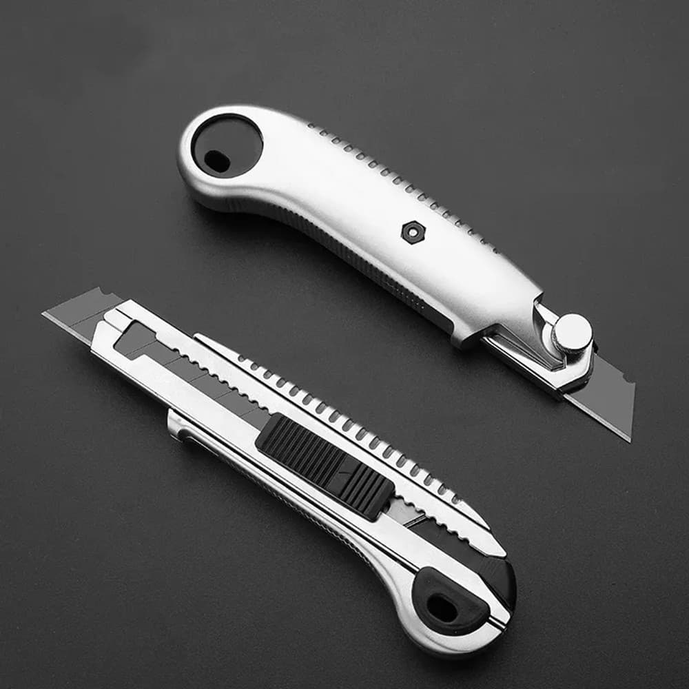 Estilete Profissional Emborrachado - Recarregador Automático + 5 Lâminas, Pegada Ergonômica