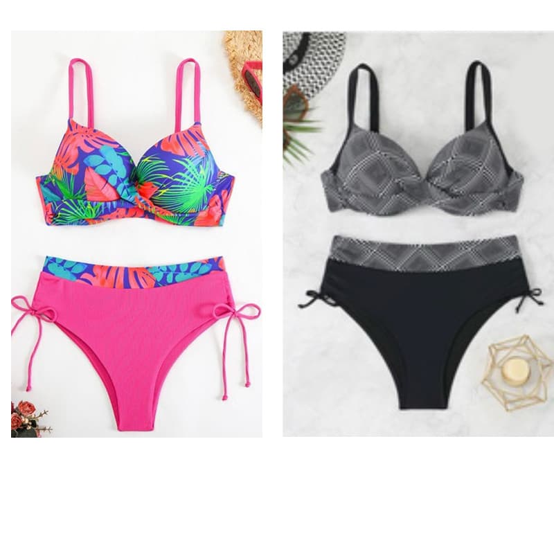 Biquíni Feminino Plus Size Moda Gringa Estampada Confortável Estiloso 48-52