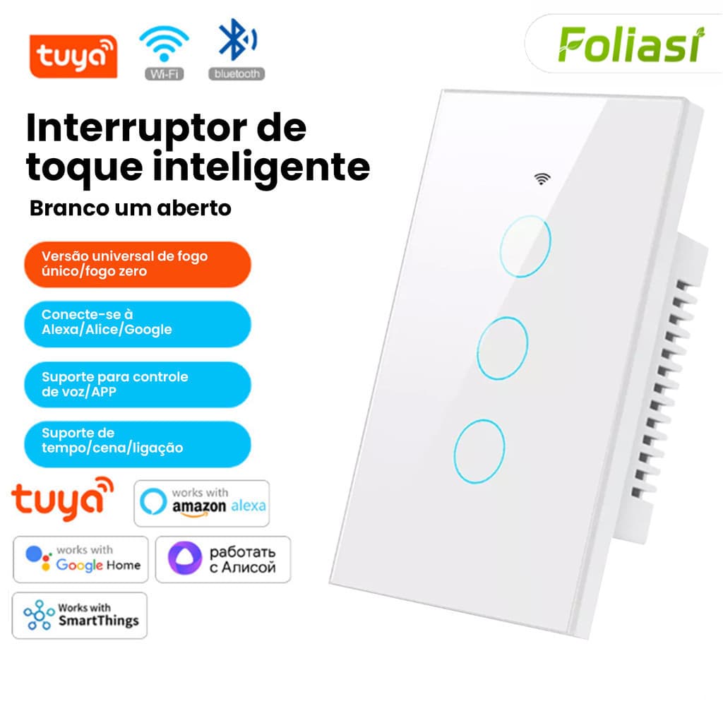 Adequado para ambiente doméstico e de escritório Tomada WiFi inteligente 1 2 3 botões