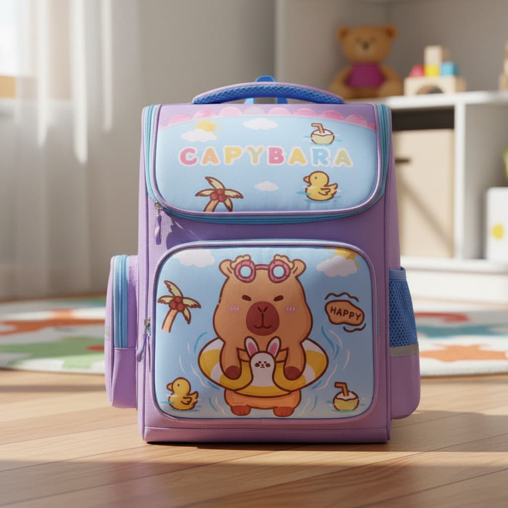 Mochila Escolar Infantil Capivara Fofa Resistente Aikino