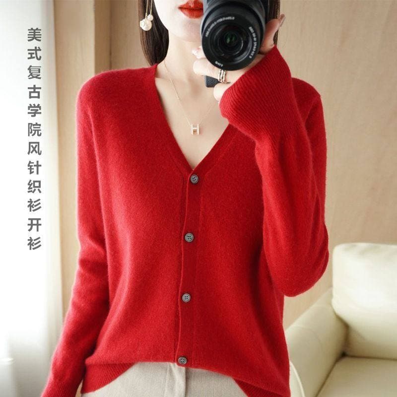 2025 novo estilo outono inverno Cardigan jaqueta feminina solta tamanho grande malhas topos femininos de manga comprida