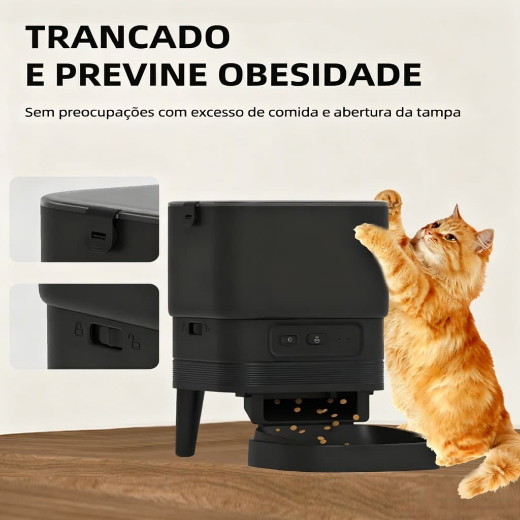 Alimentador Automático PF13 4L Preto WiFi 2.4G Controle App