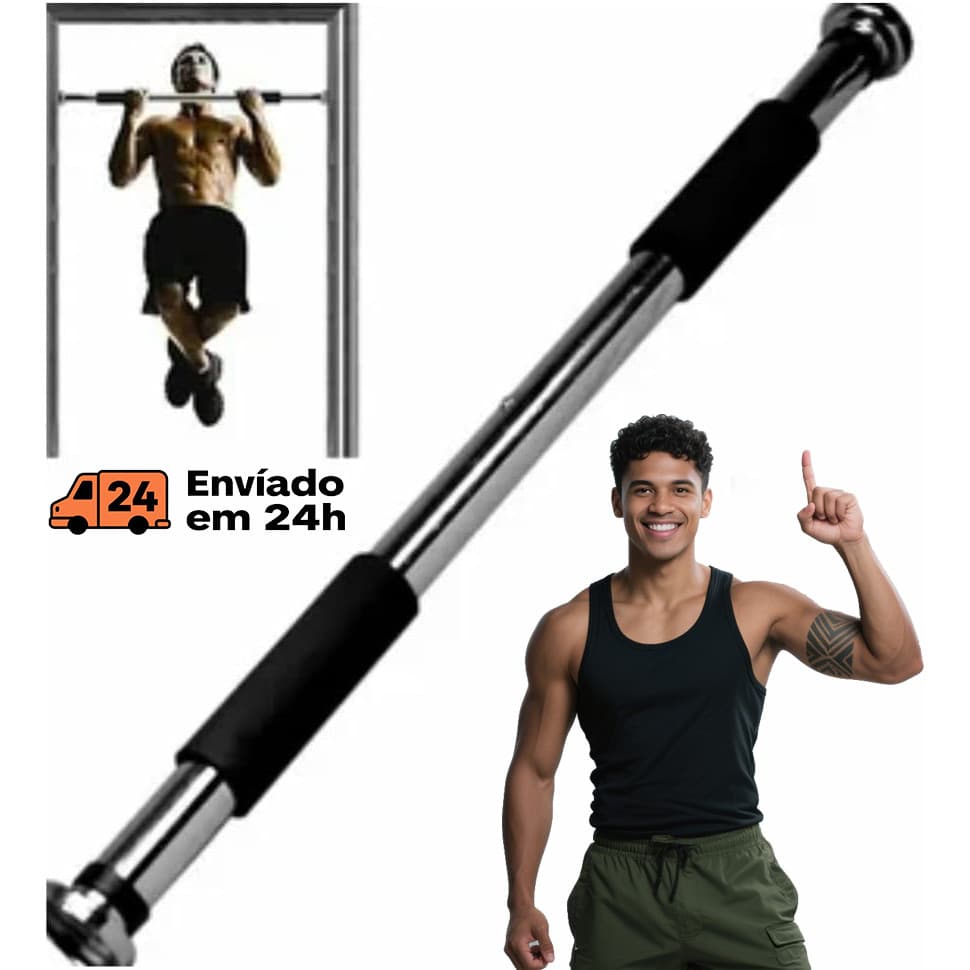 Barra Exercícios Fixa de Porta Ajustável Regulável Até 60 a 100 Crossfit Calistenia Fitness Força