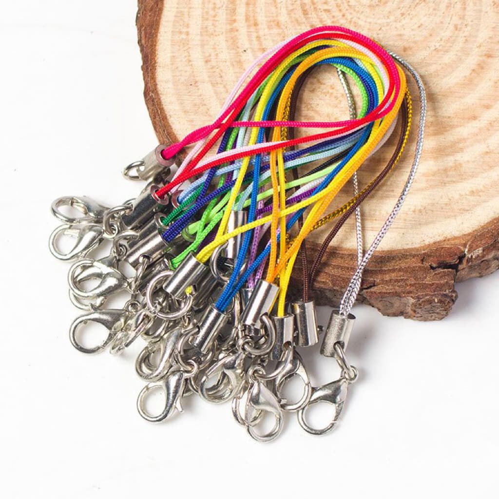 Fecho lagosta corda do telefone móvel diy jóias Material acessórios cordão do telefone móvel preto pequena corda chave p